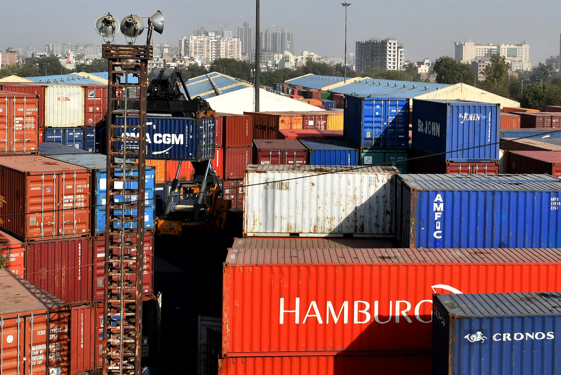 A container depot in New Delhi, India, on Nov. 25, 2016.
