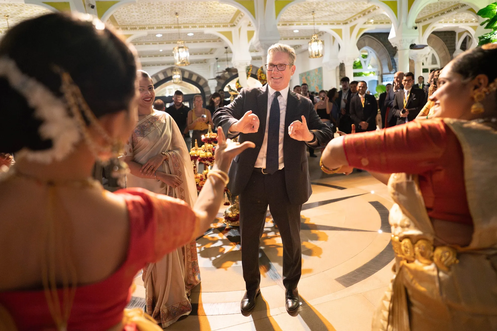 Keir Starmer attends a Diwali ceremony during a visit to India&nbsp; on Oct. 8.
