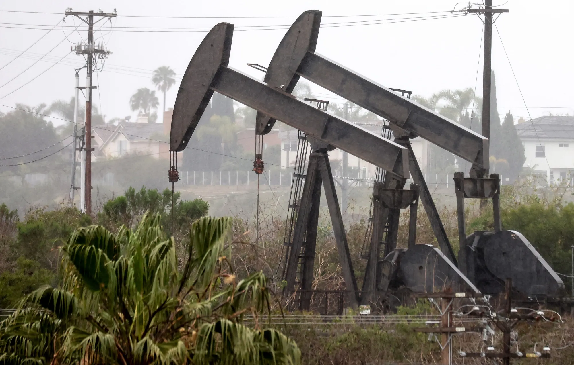 Oil pumpjacks in Los Angeles, California.