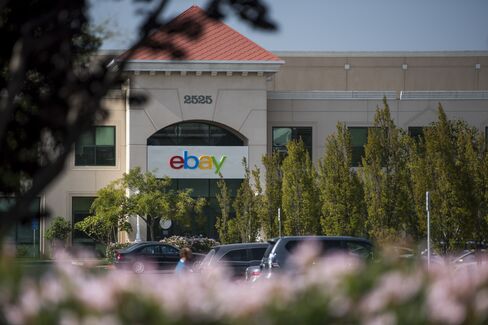EBay Inc. signage is displayed at the entrance to the company's headquarters in San Jose, California, U.S.