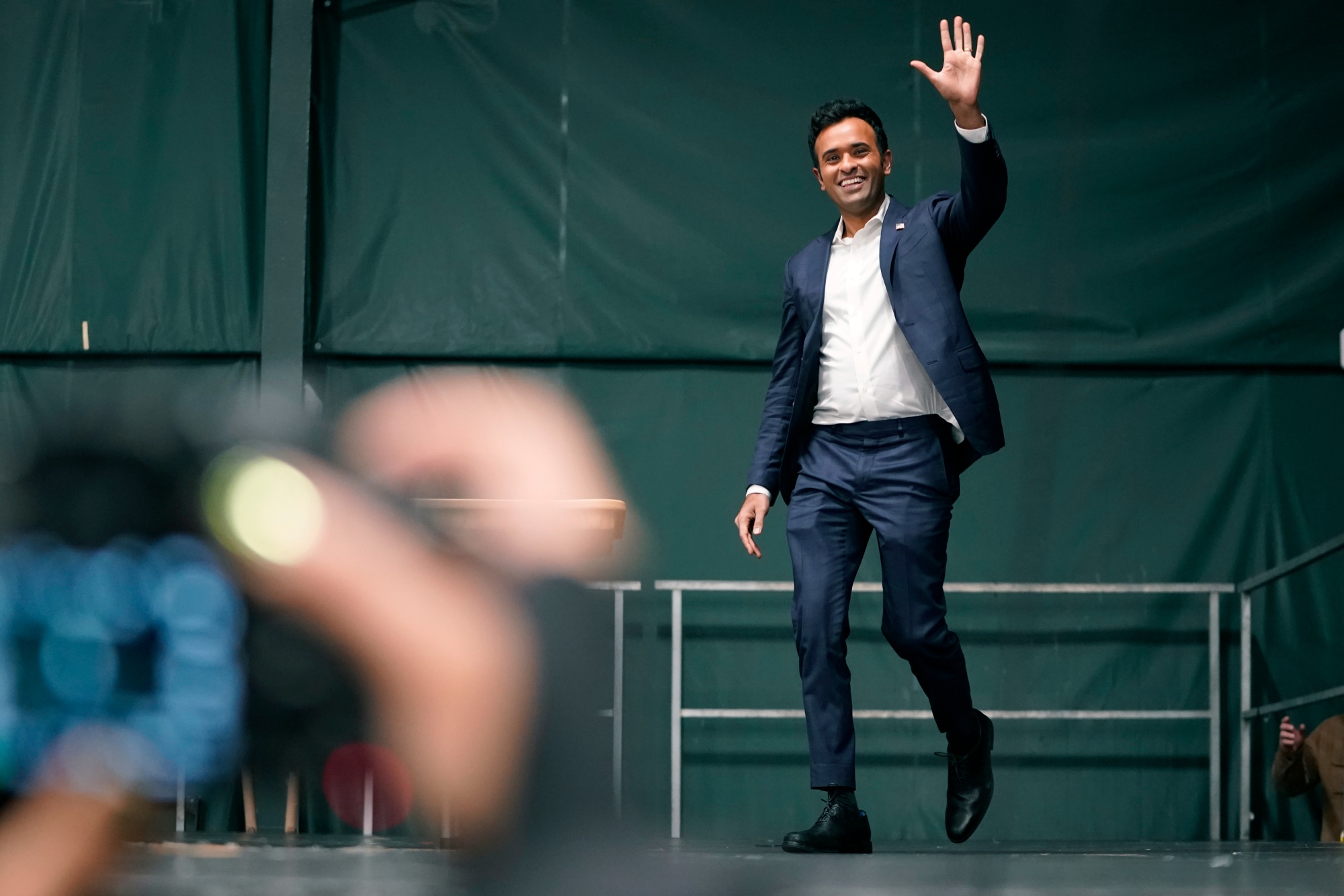 Vivek Ramaswamy during the 2024 Iowa Republican caucuses at Horizon Events Center in West Des Moines, on Monday.