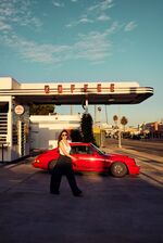 Trimble with her 911 outside Full Service Coffee in Los Angeles.