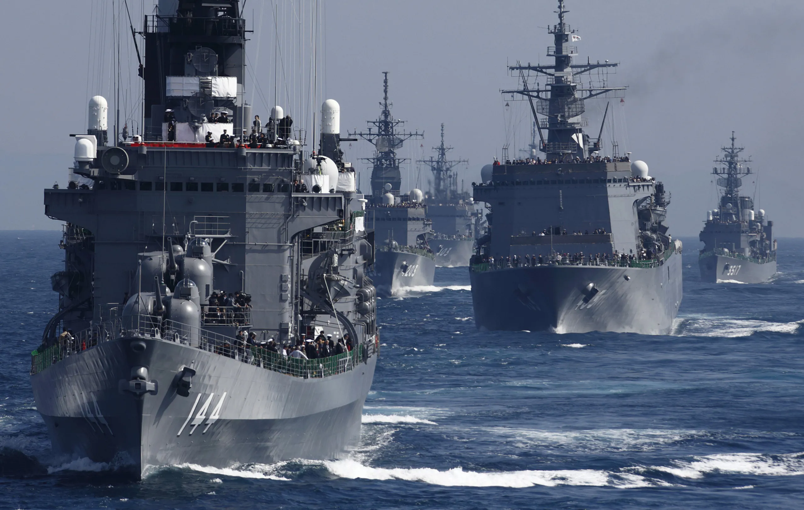 Japan Maritime Self-Defense Force Holds Review Of Troops
