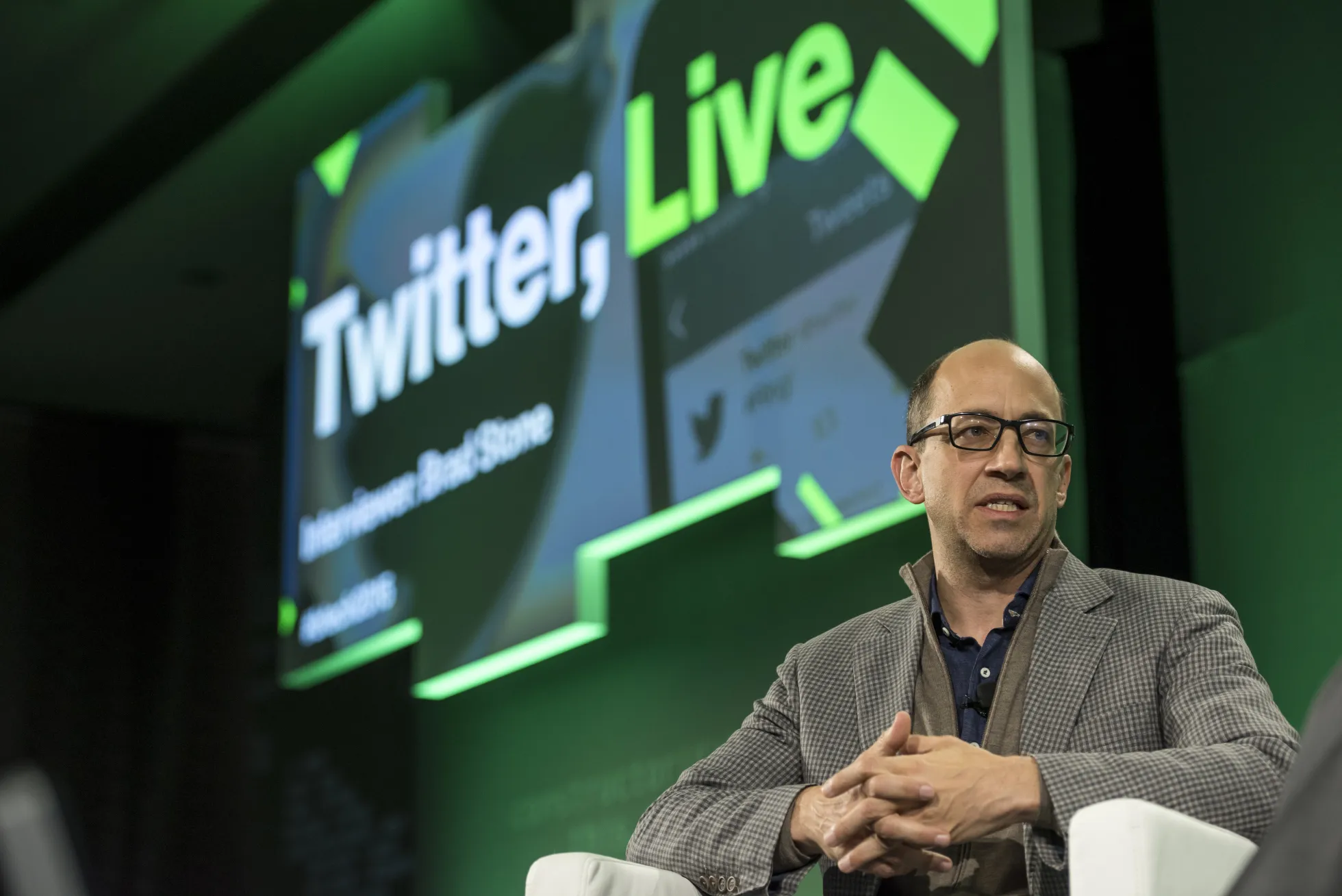 Richard "Dick" Costolo, departing chief executive officer of Twitter, speaks at the 2015 Bloomberg Technology Conference in San Francisco on June 16. Costolo says that while he's confident in the current direction of the company, he also is willing to let the next CEO make the changes the person wants to make.

