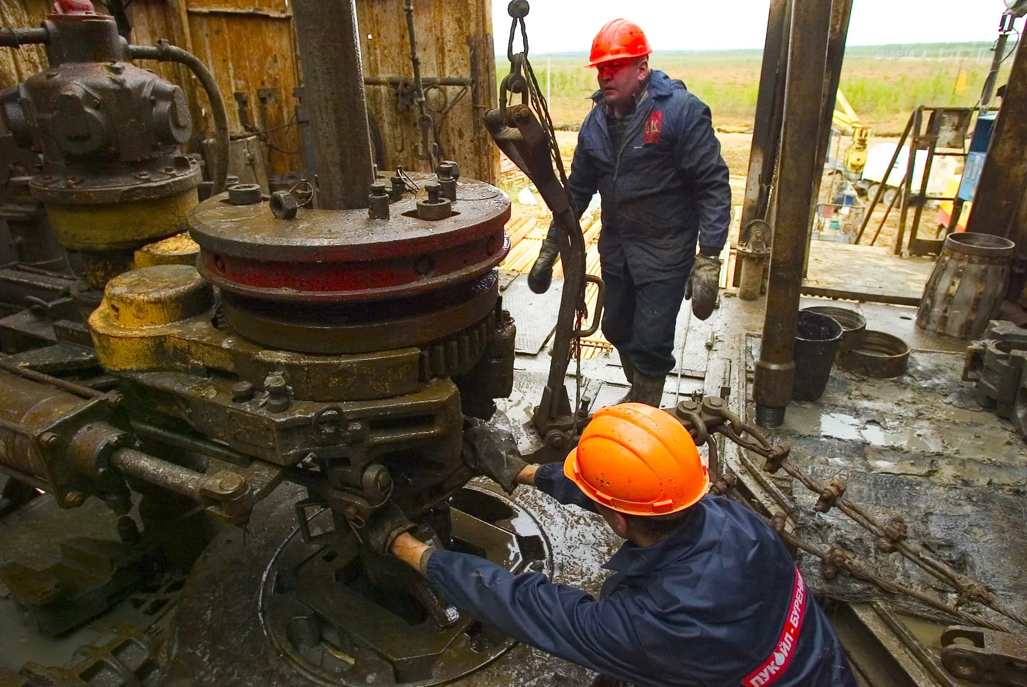 Drilling for oil in the Urals, Russia.