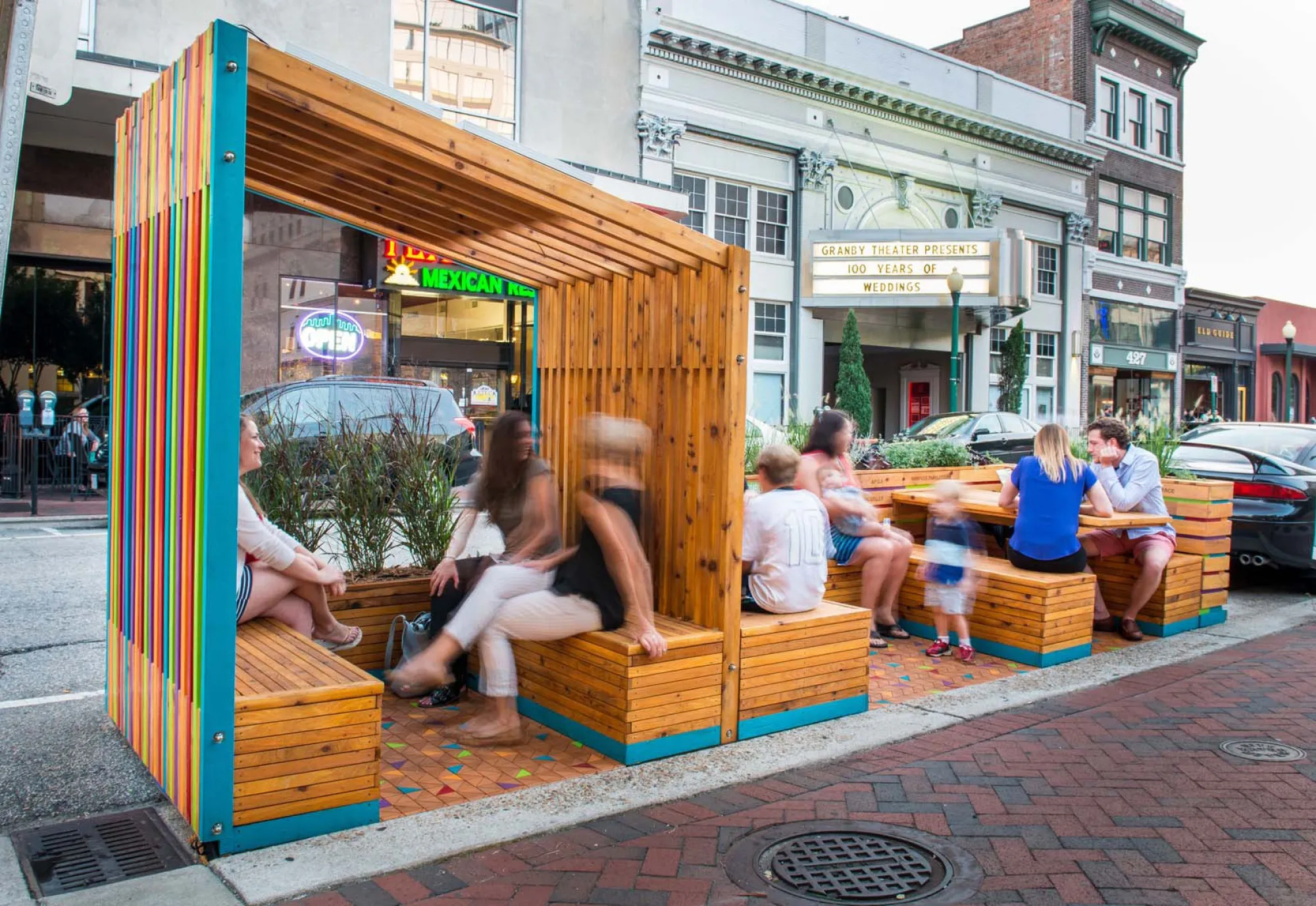 A parklet designed by Jackie Parks and Work Program Architects in Norfolk, Virginia.&nbsp;