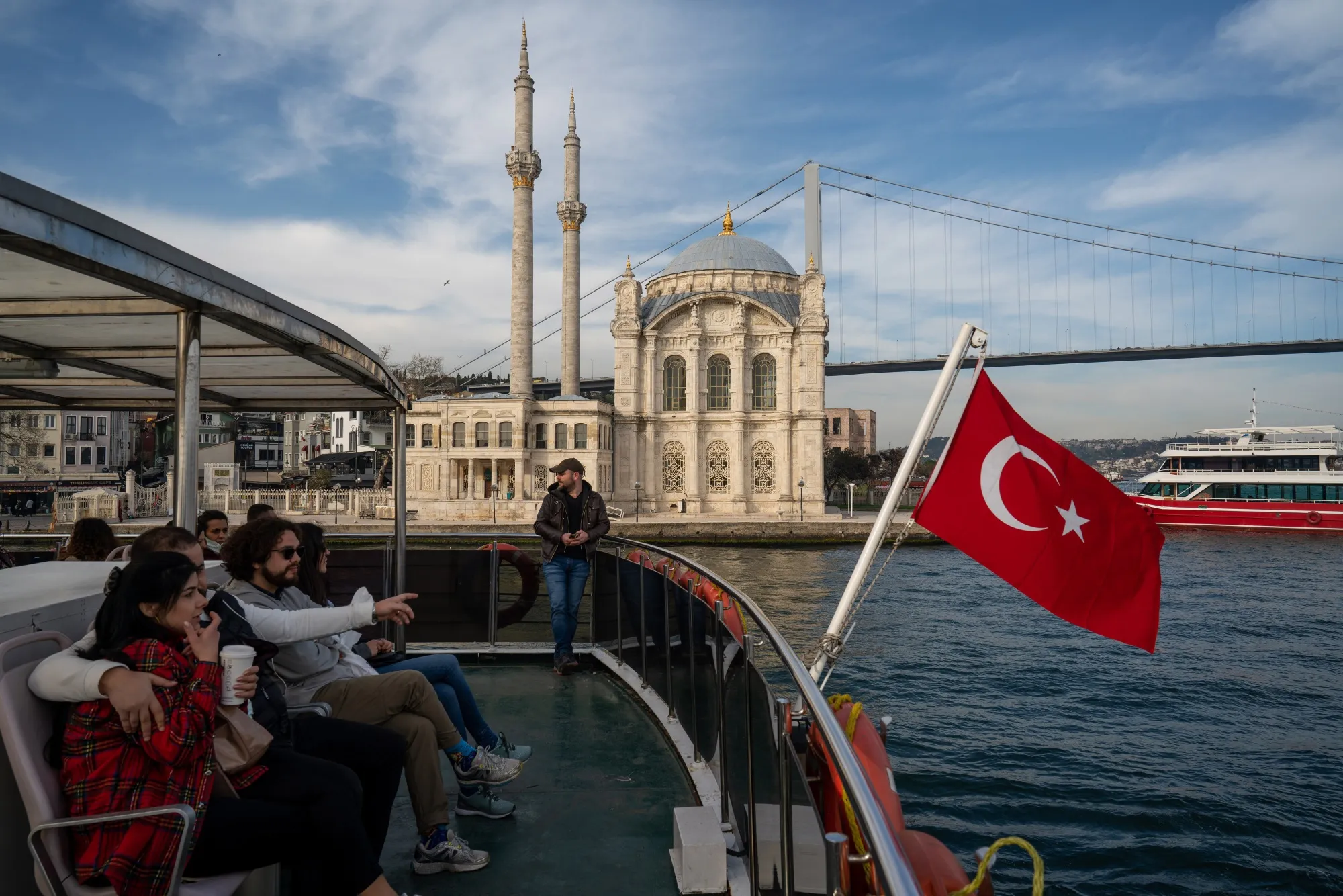 Passengers ride a ferry in Istanbul, Turkey.