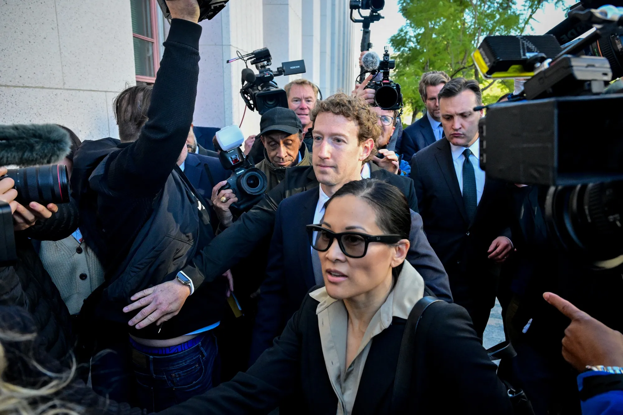 Mark Zuckerberg arrives for Meta’s trial at Los Angeles Superior Court in Los Angeles on Feb. 18.