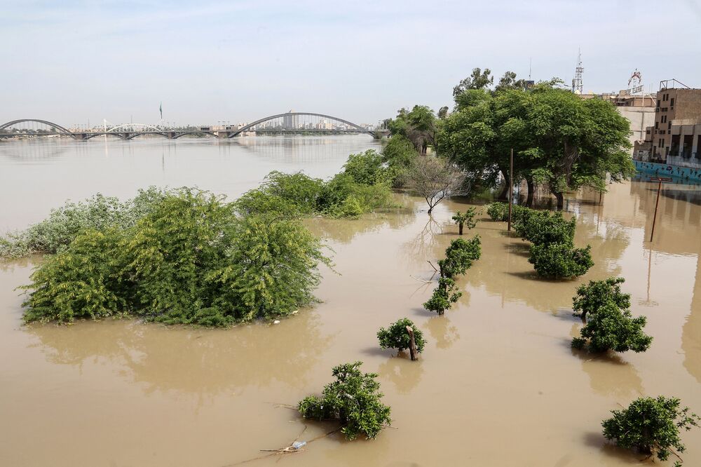 Floods in Ahvaz, the capital of Iran's southwestern province of Khuzestan.