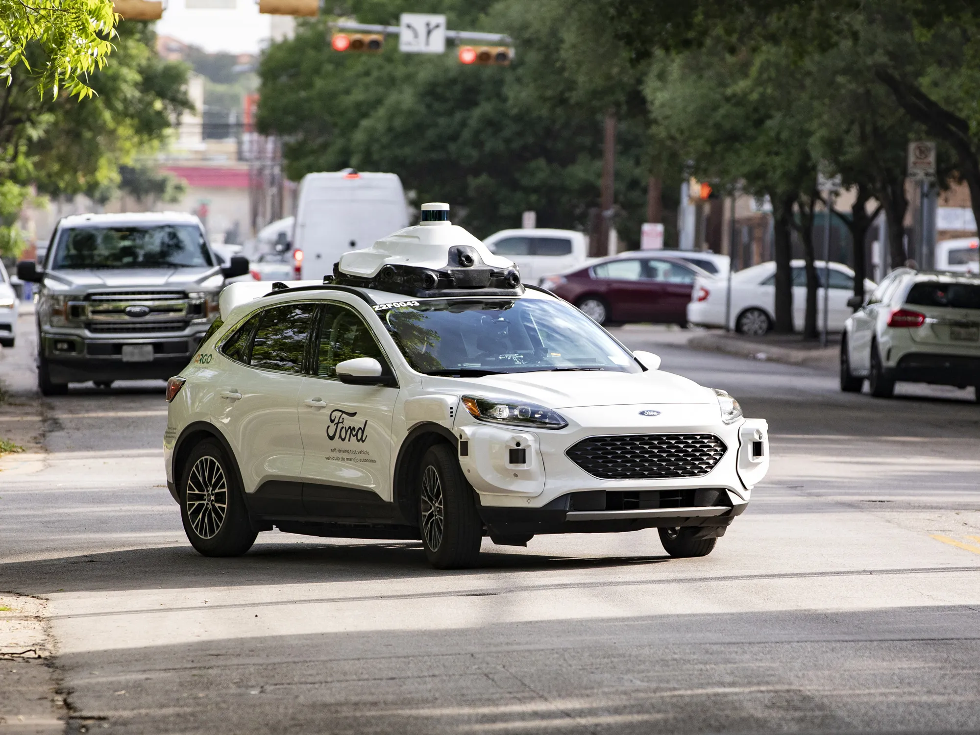 An Argo AI modified Ford autonomous car.