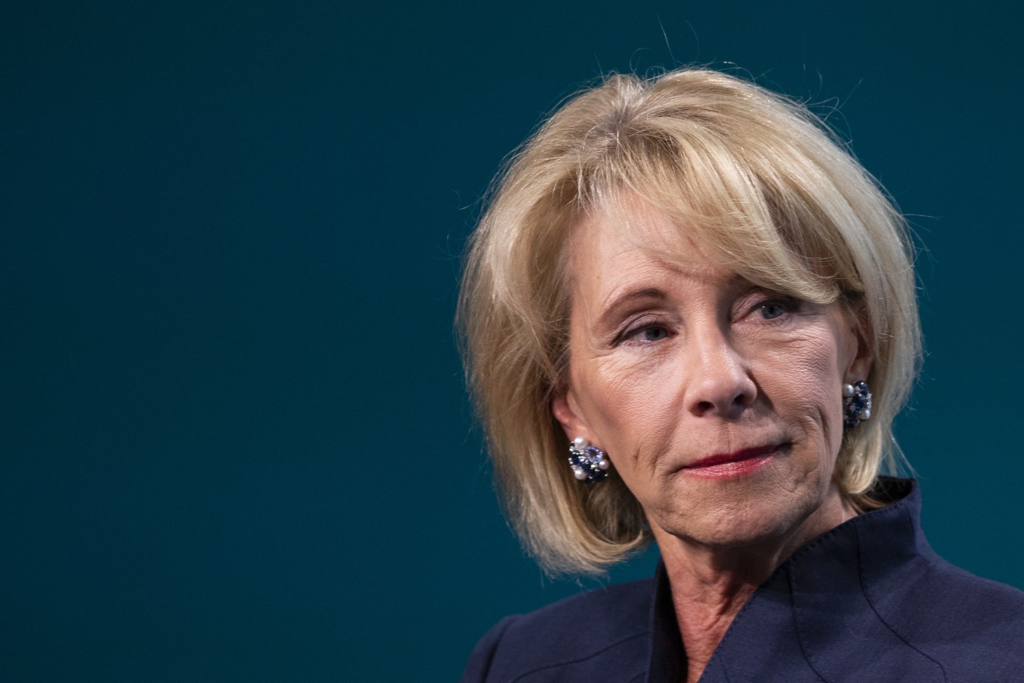 Betsy DeVos, secretary of education, appears at a conference in Washington on June 11.