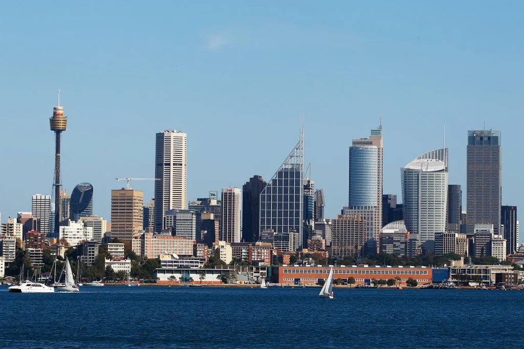 Sydney skyline seen from the suburb of Point Piper.
