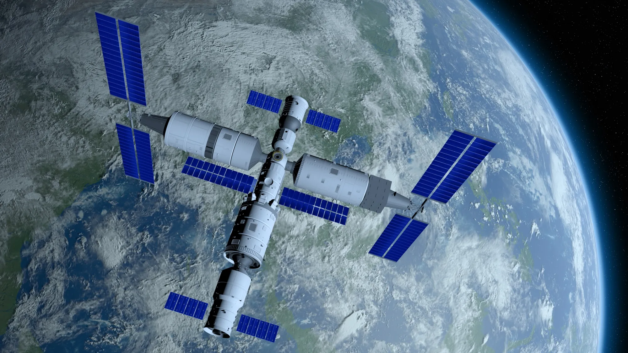 An illustration of China’s Tiangong space station.