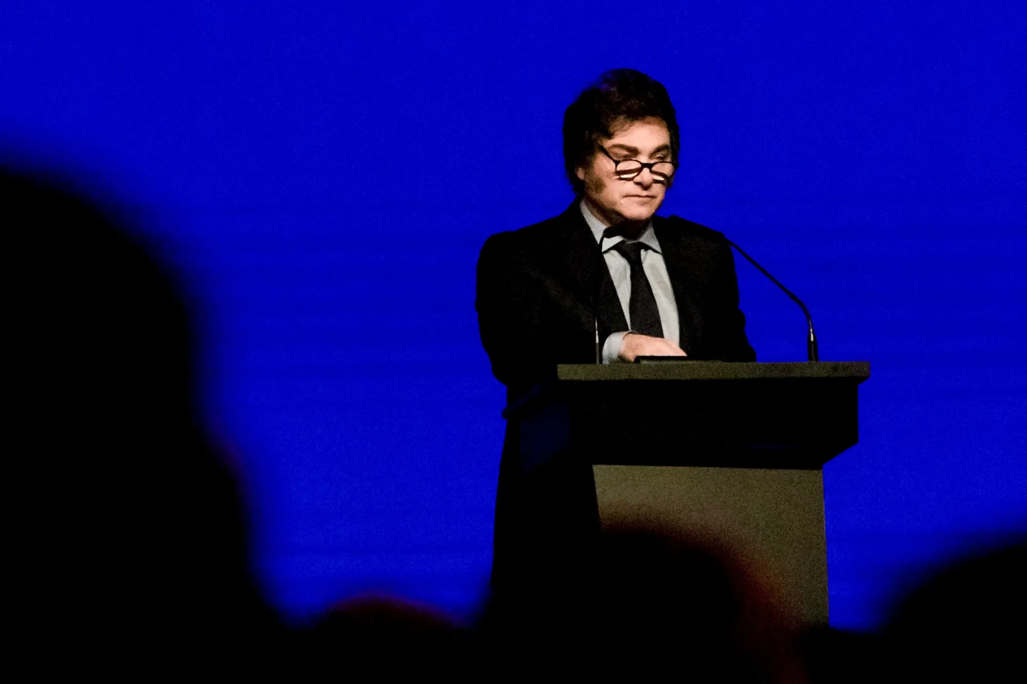 Javier Milei addresses a conservative political conference in Buenos Aires on Dec. 4.