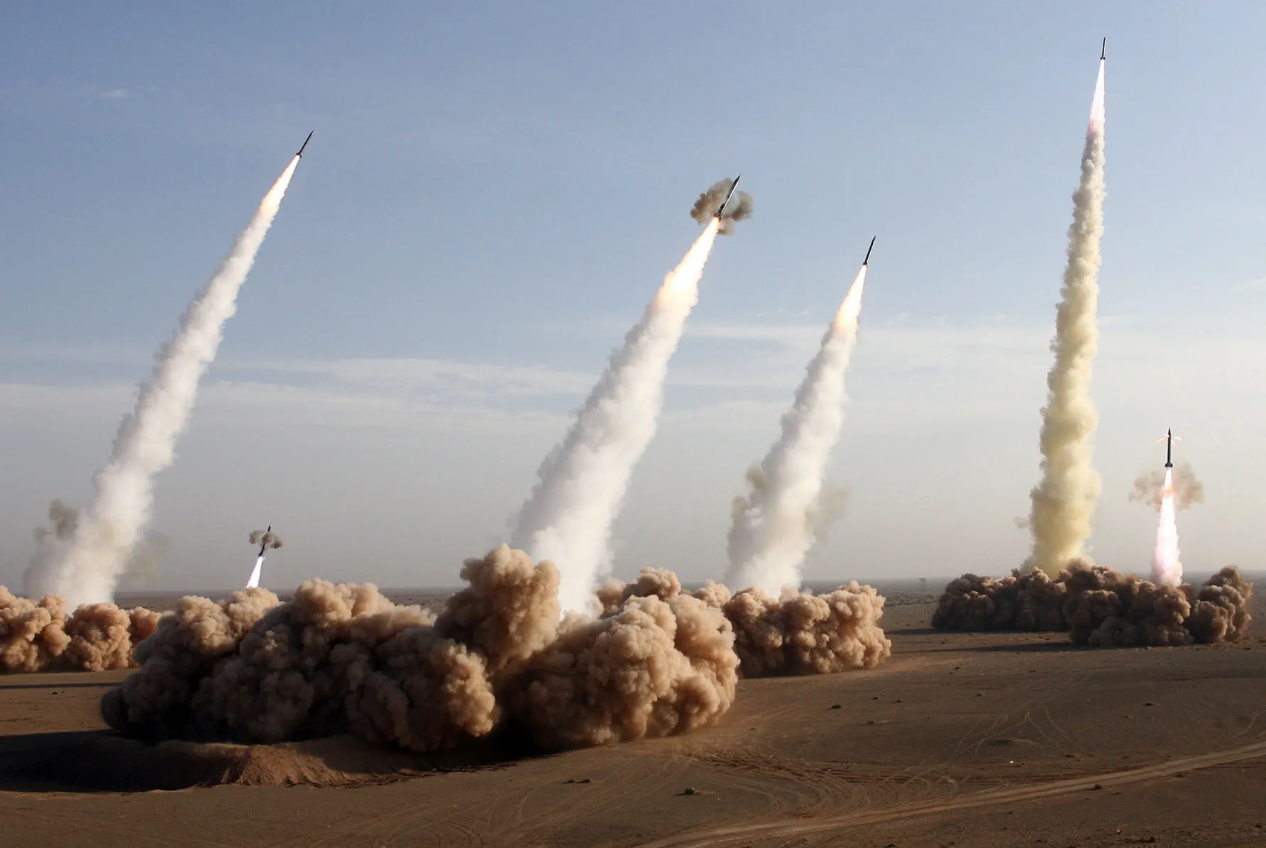 Iran's Revolutionary Guards fire test missiles.