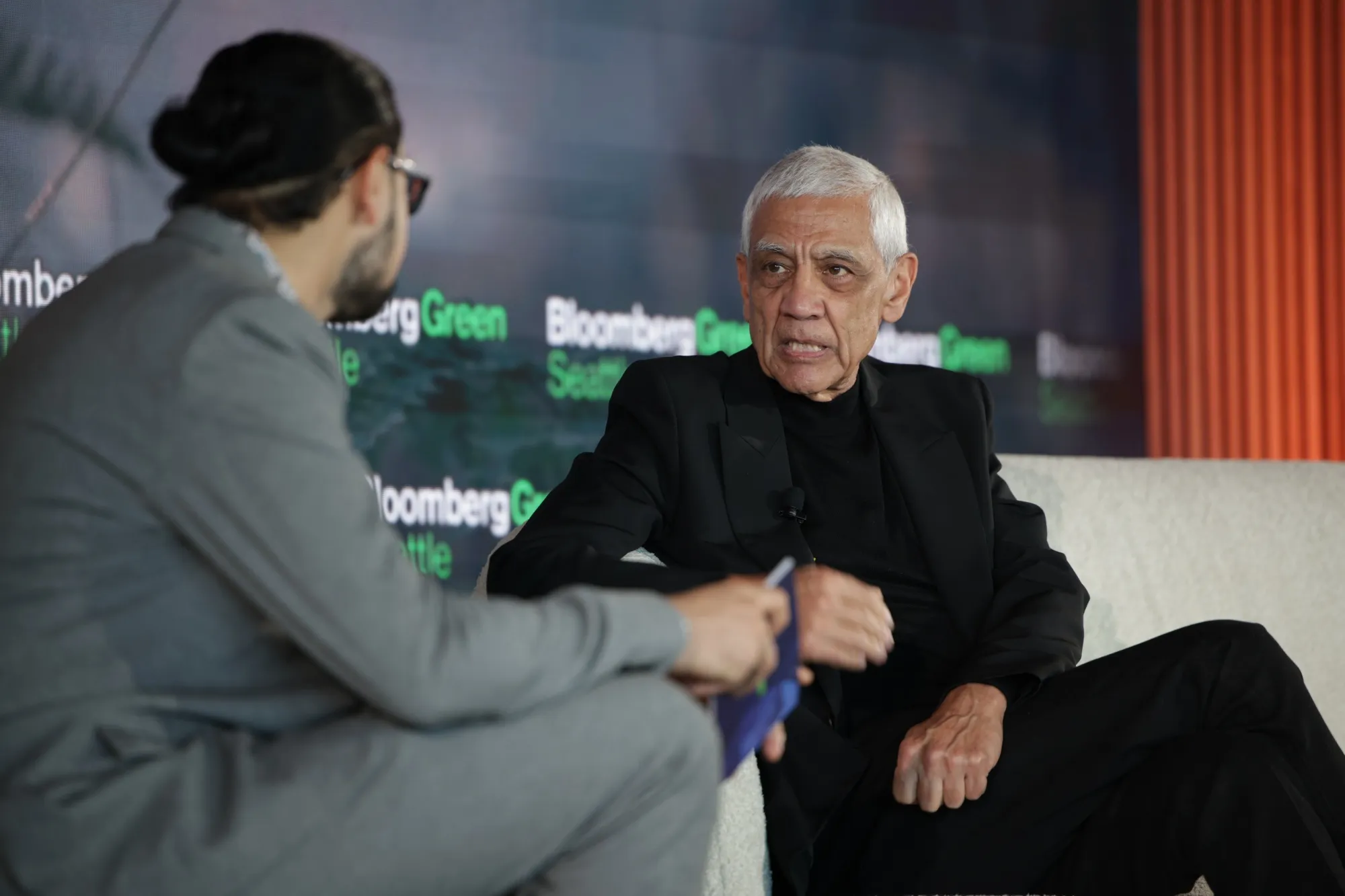 Vinod Khosla on stage at Bloomberg Green Seattle.
