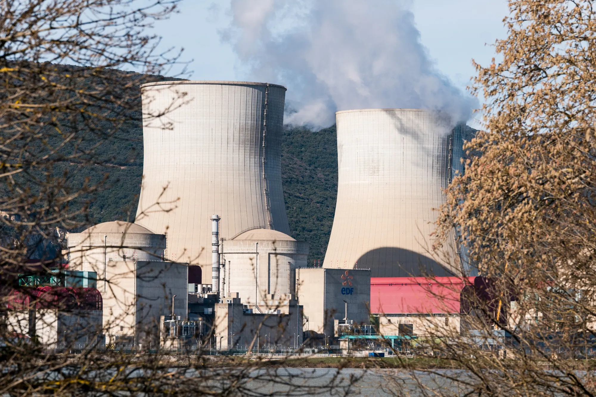 Cooling towers at the Cruas Nuclear Power Station near Montelimar, France.