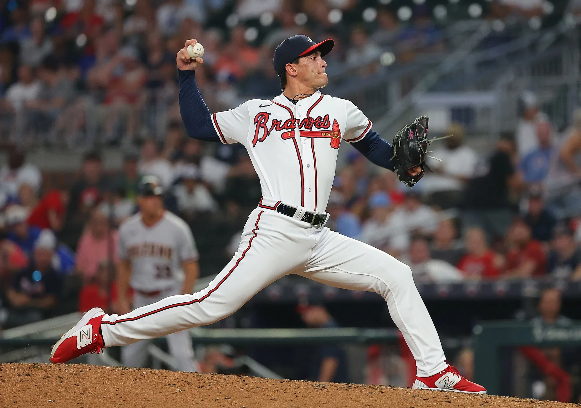 Dereck Rodriguez of the Atlanta Braves pitches against the Arizona Diamondbacks on July 18.