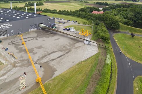 LM Wind Power rolls out world’s longest wind rotor from its factory in Kolding, Denmark.