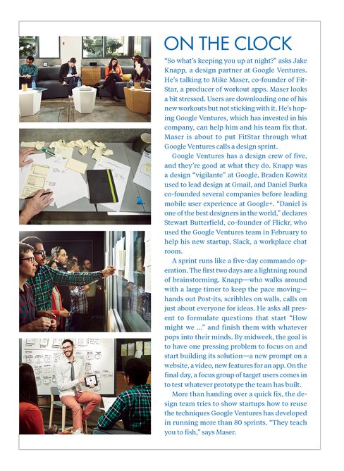 A group from Slack goes through a design sprint with the Google Ventures design team. In the orange pants is Jake Knapp, who runs the sprints.