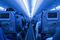 Aisle in full airplane