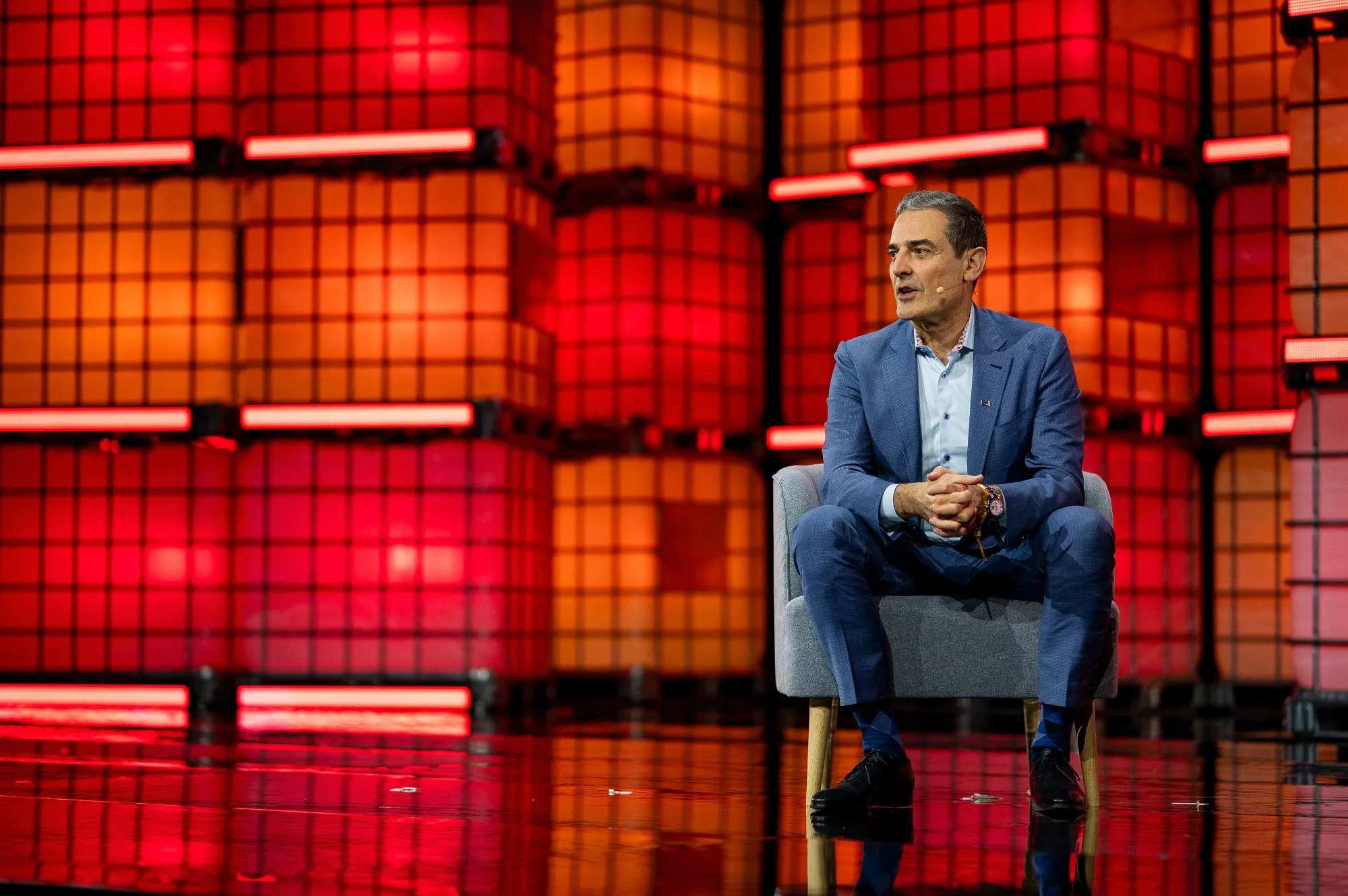 Mirko Bibic, president and chief executive officer of BCE Inc., at the Web Summit conference in Vancouver, British Columbia, Canada. BCE announced Bell AI Fabric, a&nbsp;new artificial intelligence data-center network, on Wednesday.