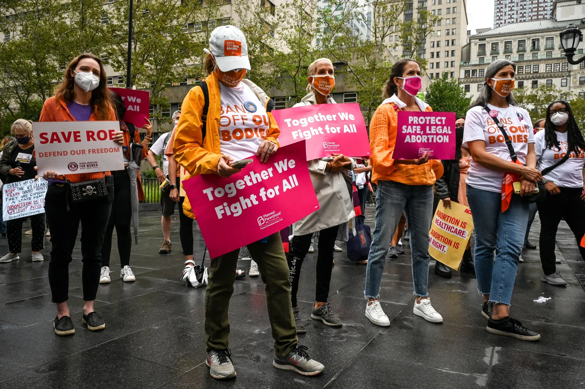 Demonstrators gather during a Planned Parenthood Day of Action Rally in Brooklyn.