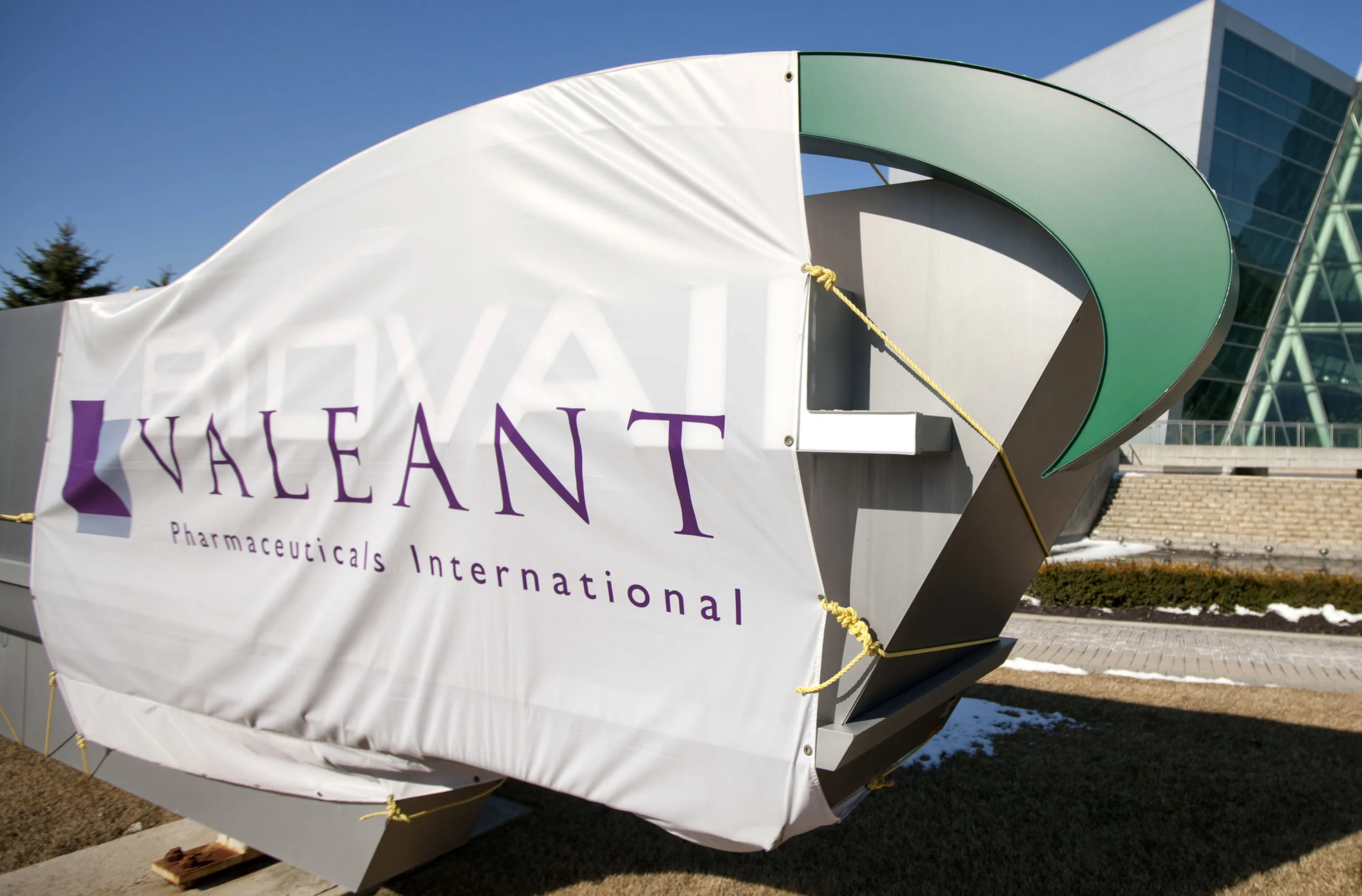 A Valeant Pharmaceuticals International sign is displayed outside the company's headquarters in Mississauga, Ontario.
