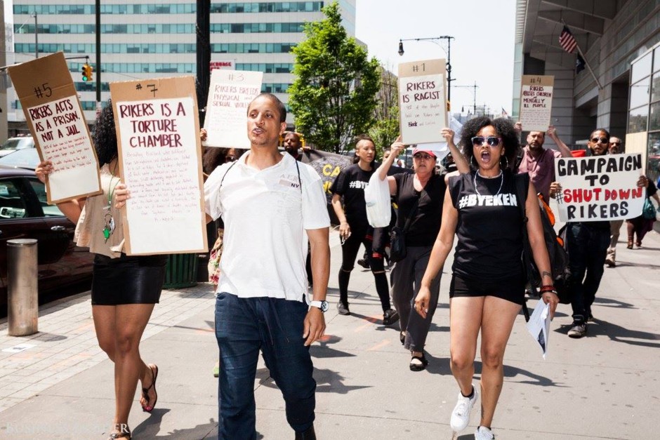 Akeem Browder, brother of the late Kalief Browder, leads a march to shut down New York City's Rikers Island Jail, where his brother was falsely imprisoned for nearly three years. 