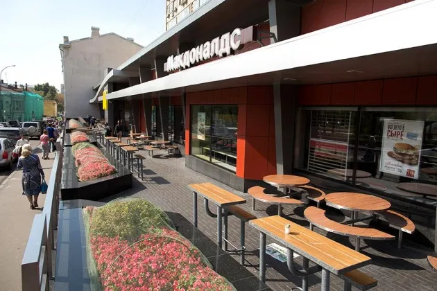 One of four closed McDonald's restaurants, in Moscow on Aug. 21