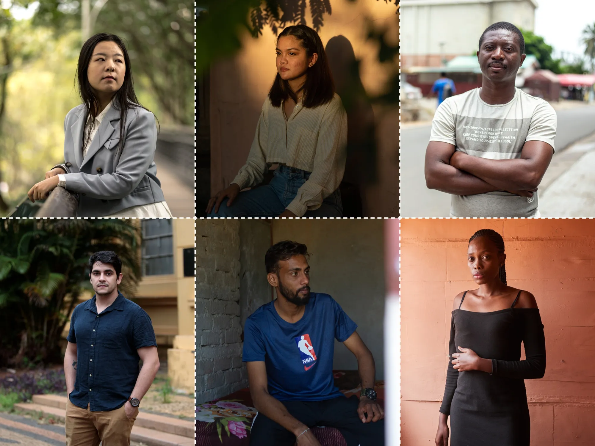 Clockwise from top left: Sun Xiaowen, Trisha Nicole Miayo, Michael Asare, Fikile Lucie Moni, Hemant Singh, and Paulo Henrique Furlan.