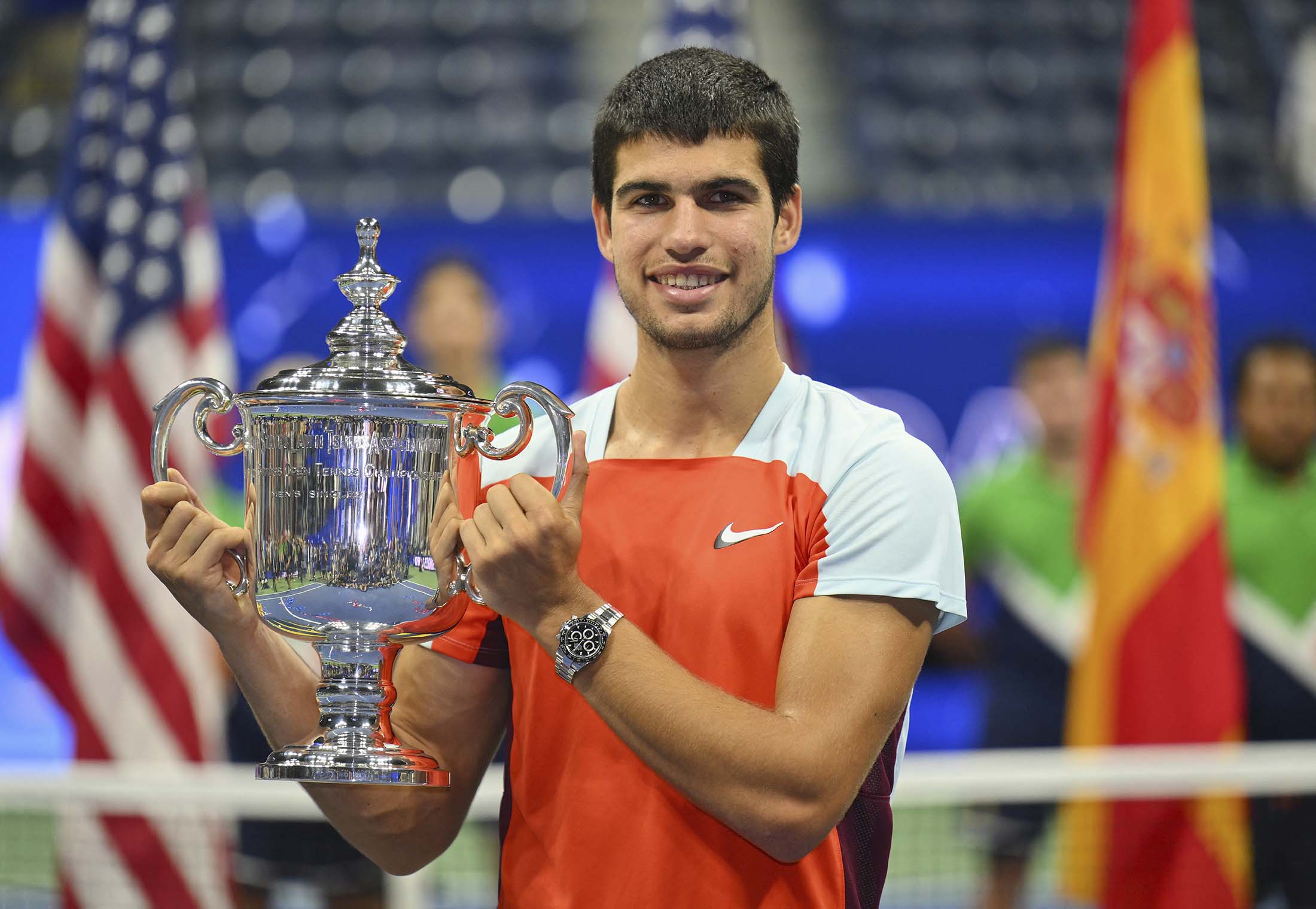 Tennis Player Carlos Alcaraz Presented with No. 1 Trophy, Making