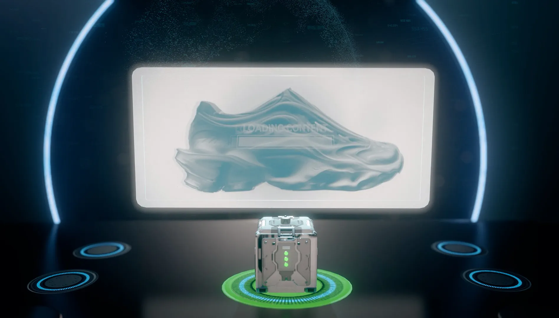 A mock-up of a Syntilay shoe designed in space.