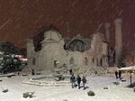 A view of partially damaged historical Yeni Mosque after the earthquake on February 6, 2023 in Malatya, Turkiye. 