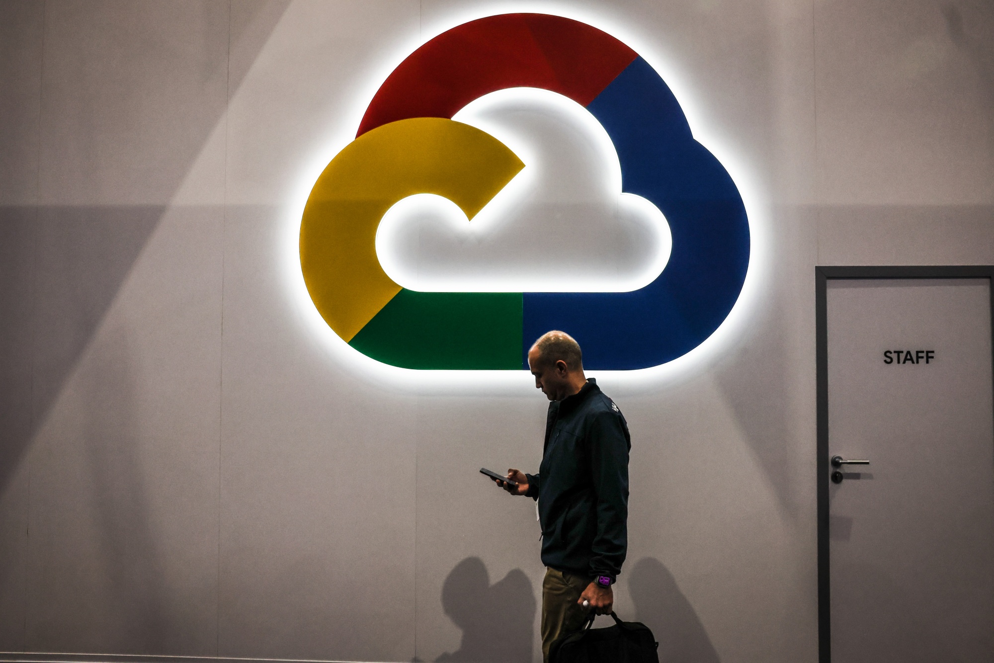 The Google Cloud pavilion at MWC Barcelona 2026 in Barcelona, Spain, on Tuesday, March 3, 2026. This year's edition of MWC is heavily geared toward AI and establishing best practices to leverage it to drive sales and wider adoption. Photographer: Angel Garcia/Bloomberg