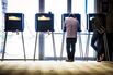 Voters voting polling station 