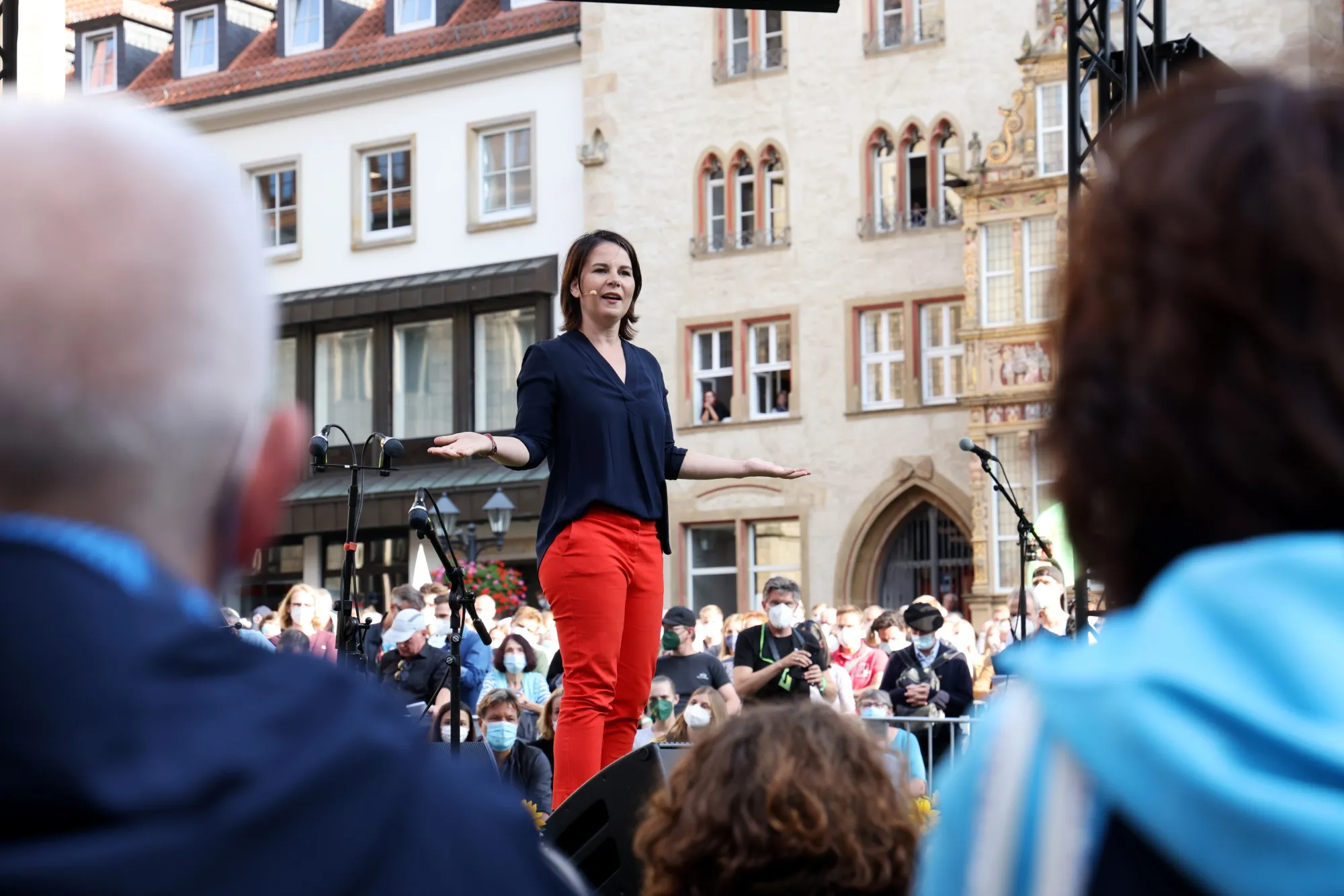 Annalena Baerbock speaks at the party's election campaign launch in Hildesheim, Germany, on Aug. 9.