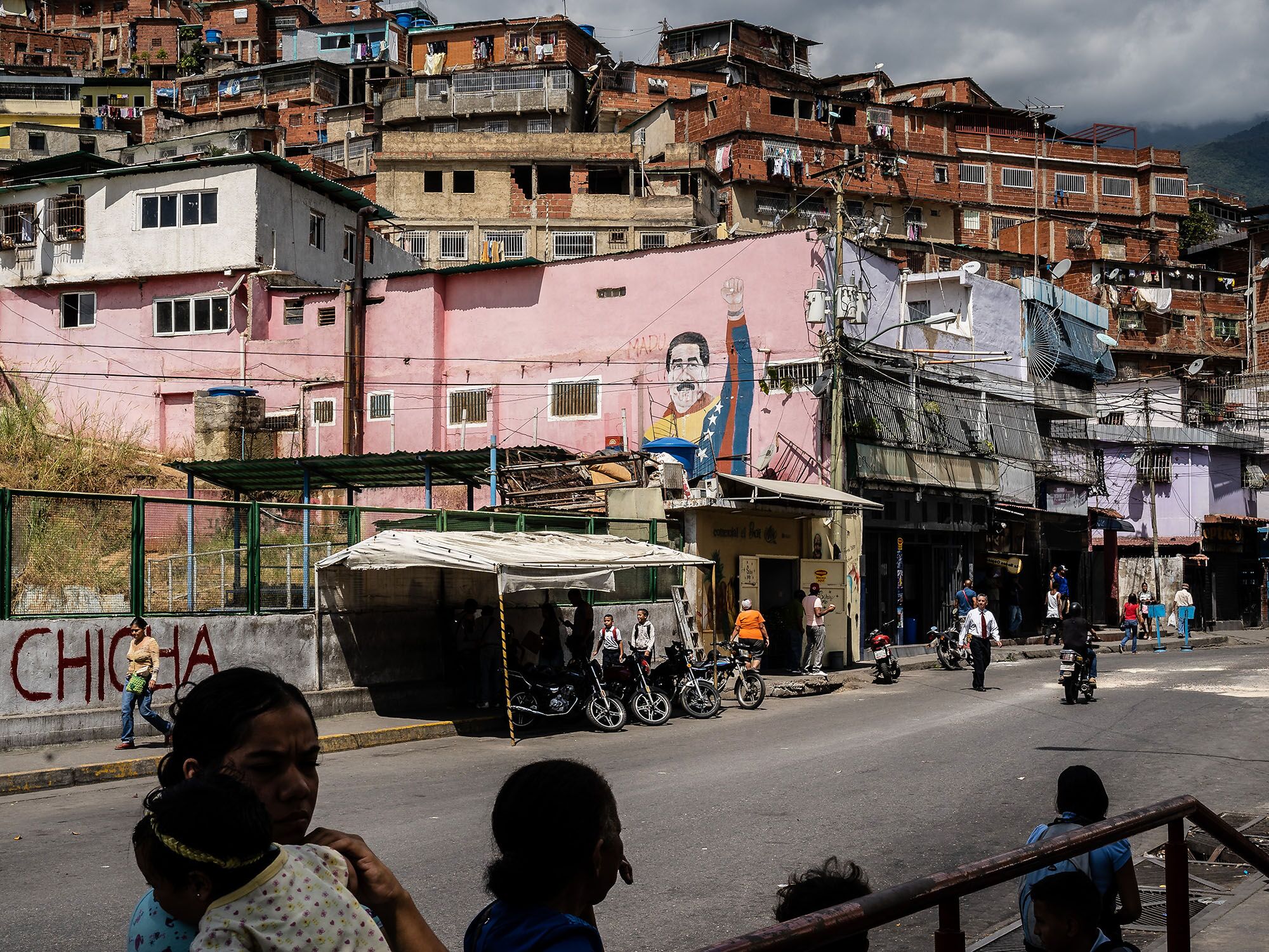 A mural of Nicolas Maduro on the wall of a building in the Jose Felix Ribas neighborhood of the Petare slum in Caracas, Venezuela.