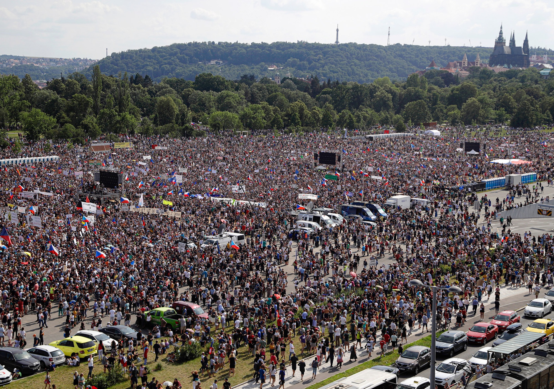 Protesters gather in Prague, Czech Republic, June 23.