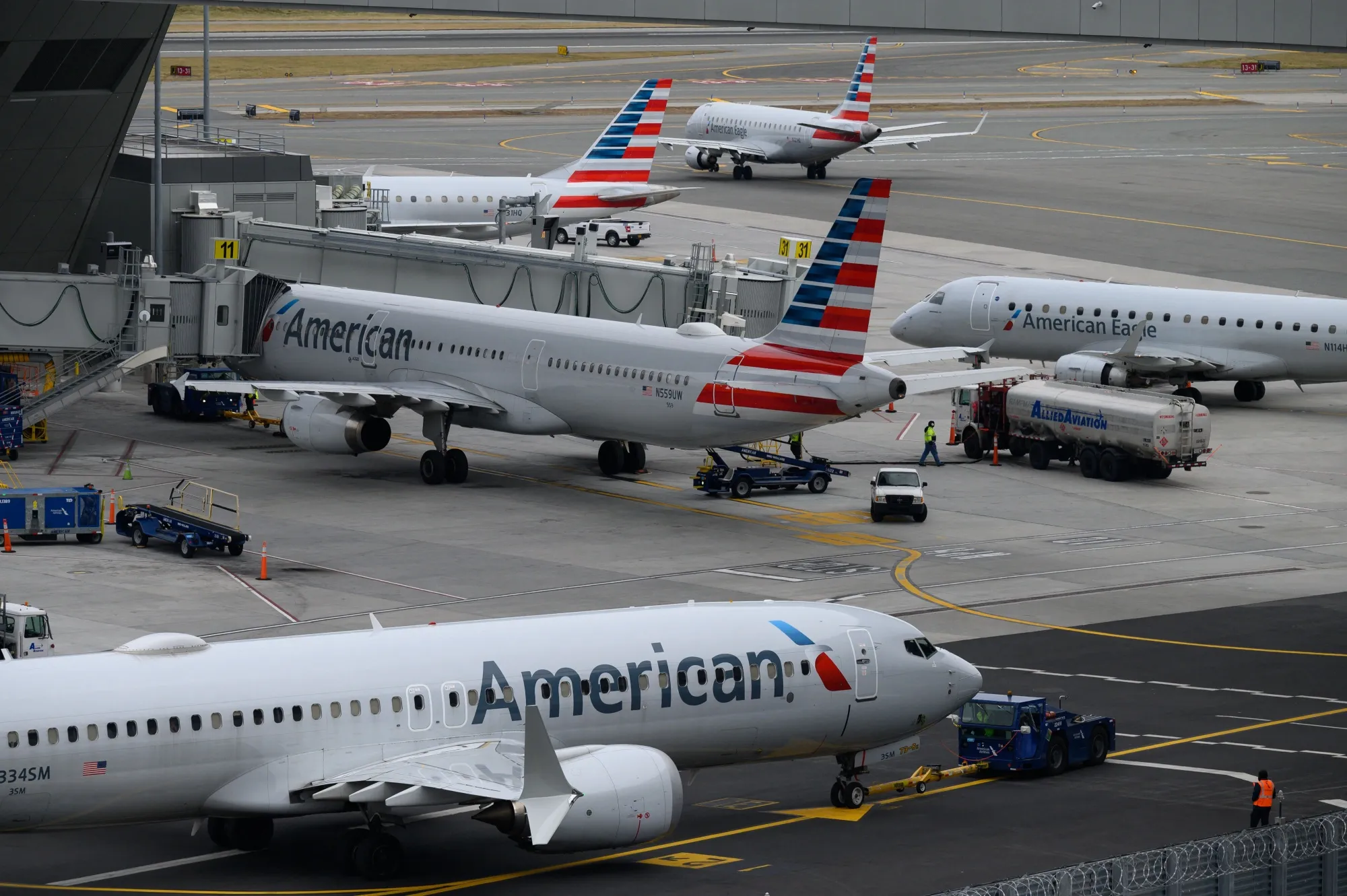 American Airlines airplanes at LaGuardia airport in New York.