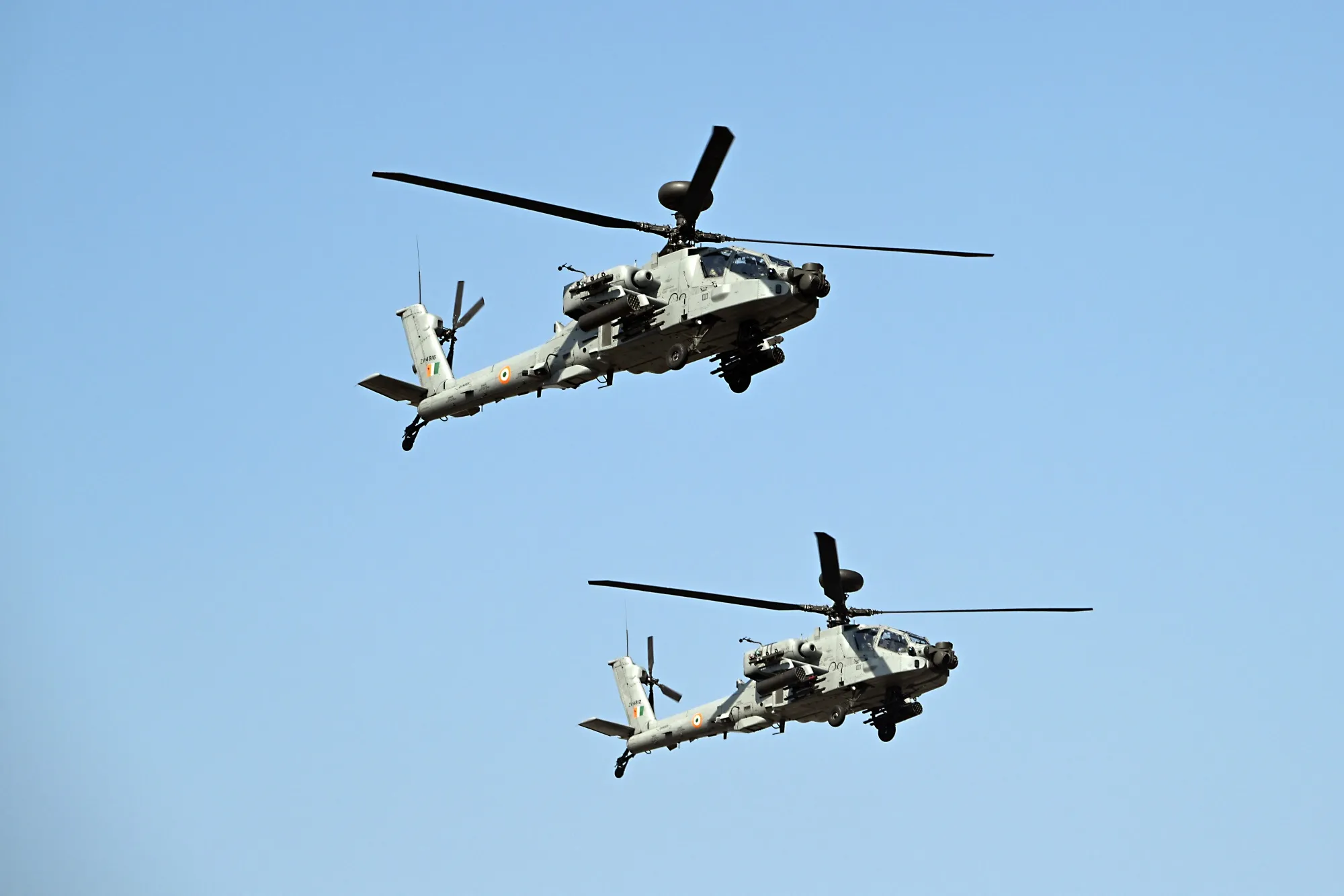 Indian Air Force Apache helicopters during parade in New Delhi in January.