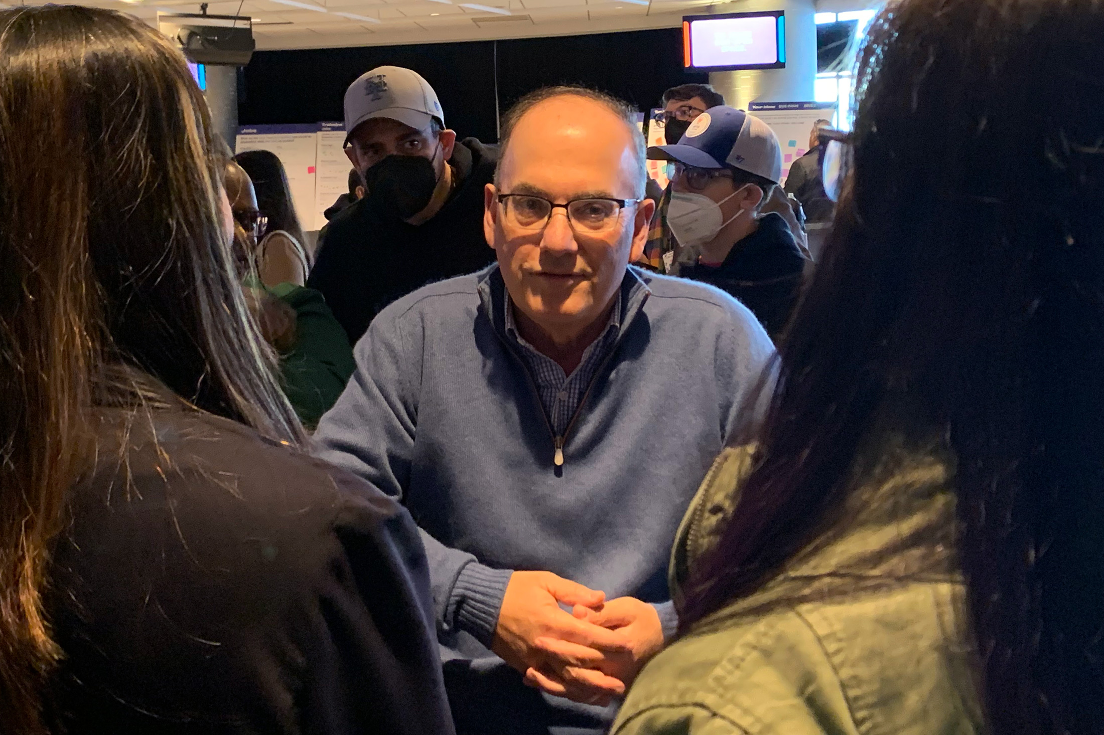 Steve Cohen meets with Queens residents at Citi Field on Saturday.