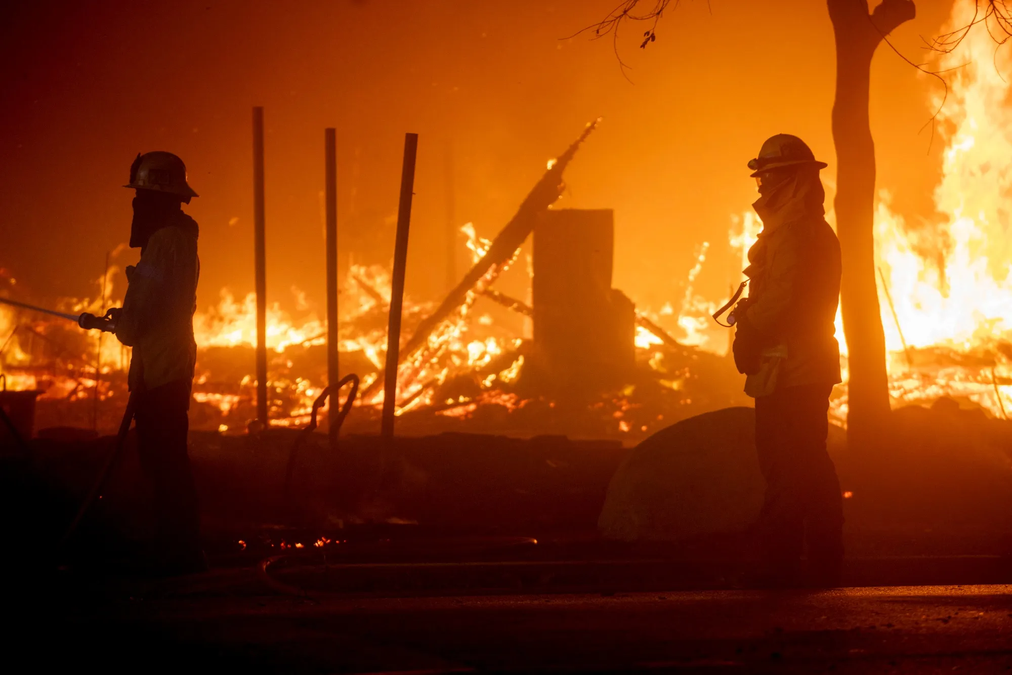 Firefighters battle the Eaton Fire in Altadena, California on&nbsp;Jan. 8.&nbsp;