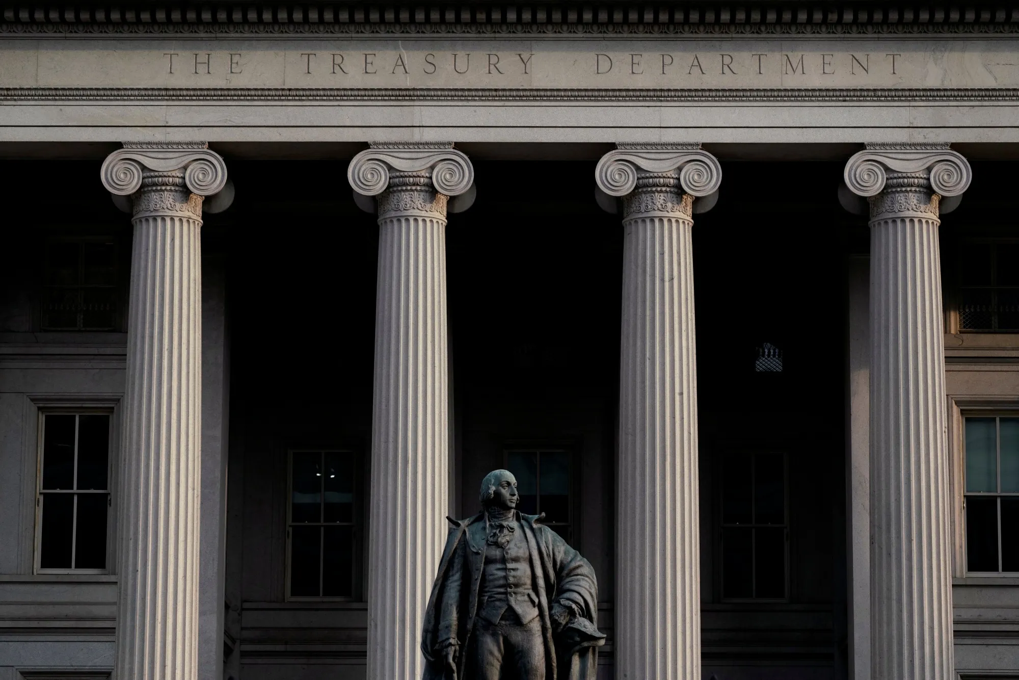 The US Treasury building in Washington, DC.