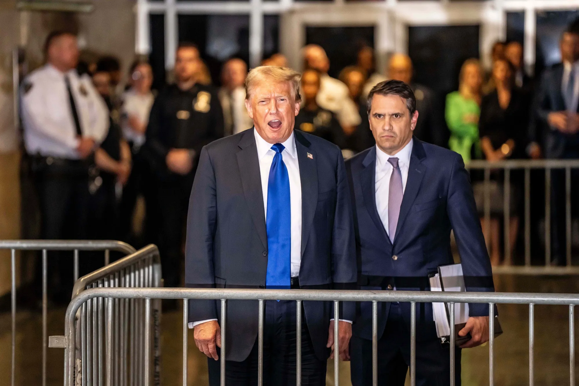 Donald Trump, left, with&nbsp;Todd Blanche at Manhattan criminal court in New York on May 30.