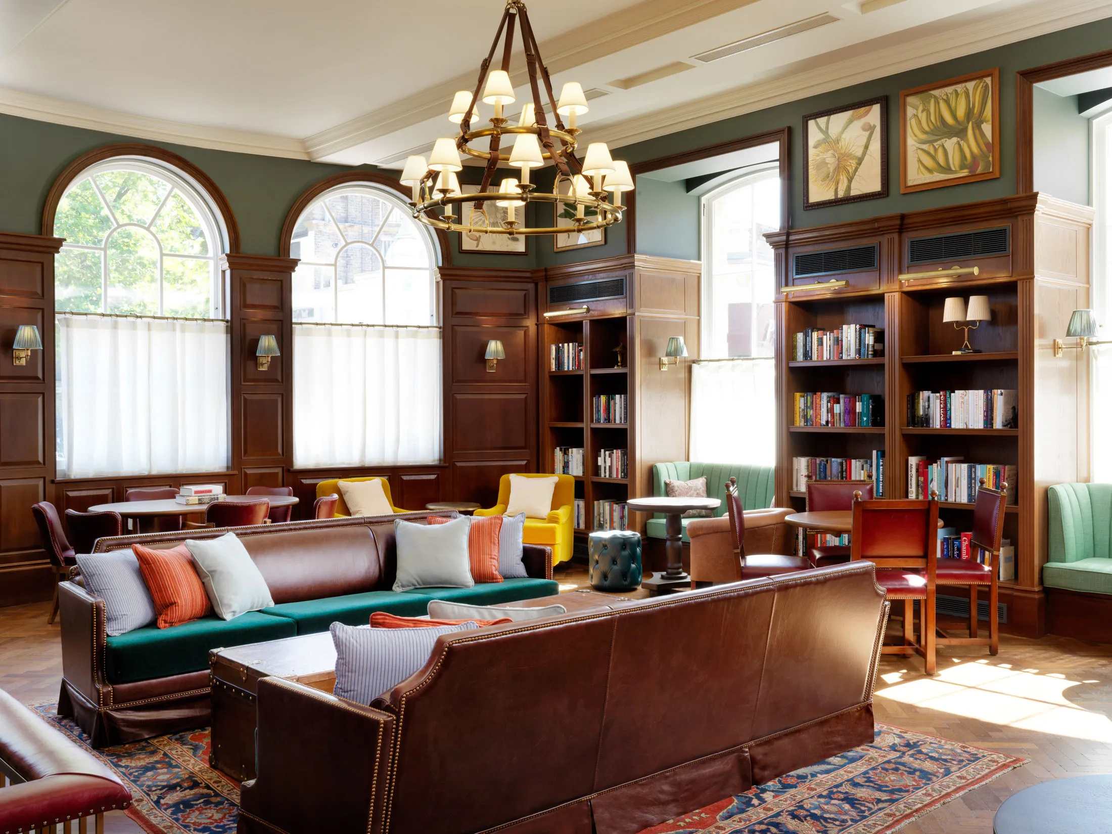 A portion of the library at the University Arms.