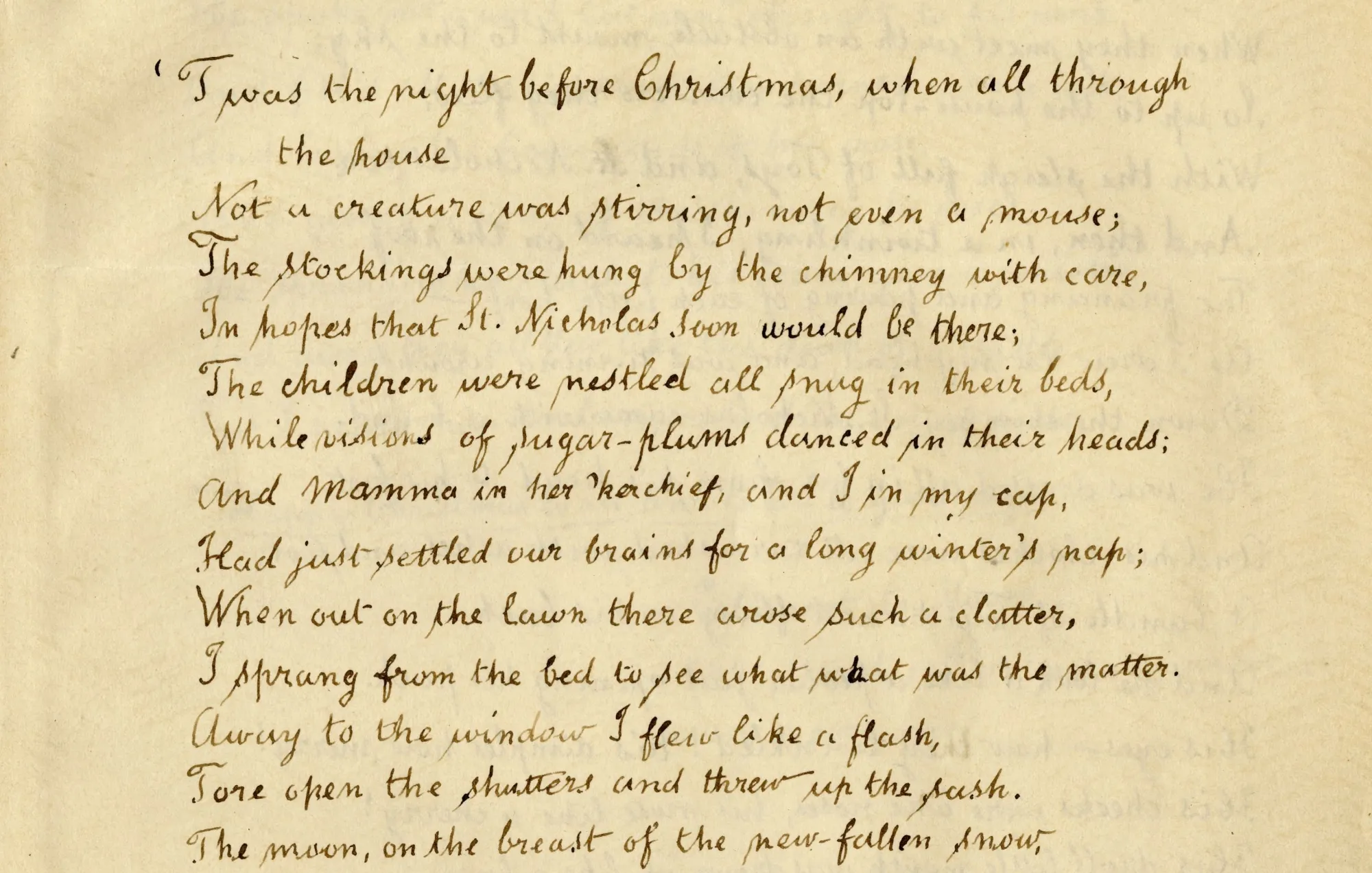 Moore’s handwritten manuscript from 1862.