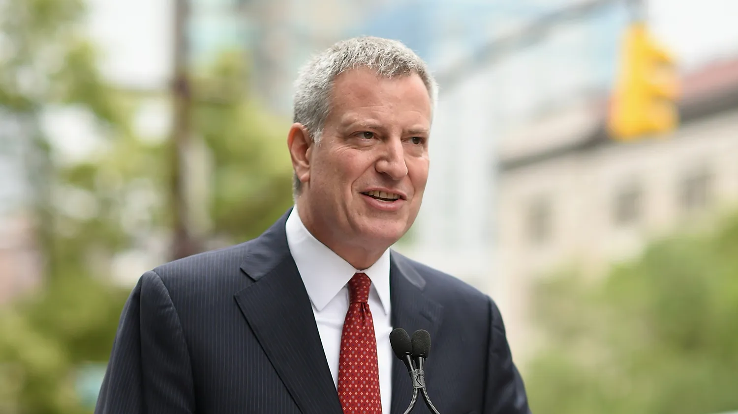 Mayor Bill de Blasio speaks on June 9, 2015, in New York City.
