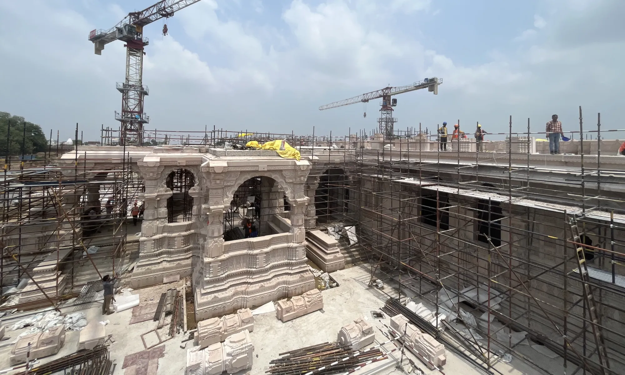 Construction at the Hindu temple&nbsp;in Ayodhya, India, on July 9.&nbsp;