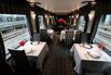 A dining car inside the&nbsp;"Twilight Express Mizukaze" luxury train&nbsp;in Osaka.
